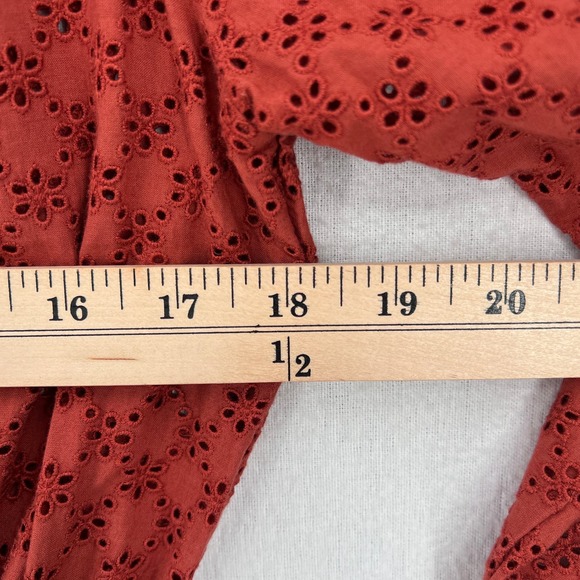 ULLA JOHNSON Dress Womens 2 Umber Red Josette Broderie Anglaise Eyelet Cotton - Picture 13 of 16